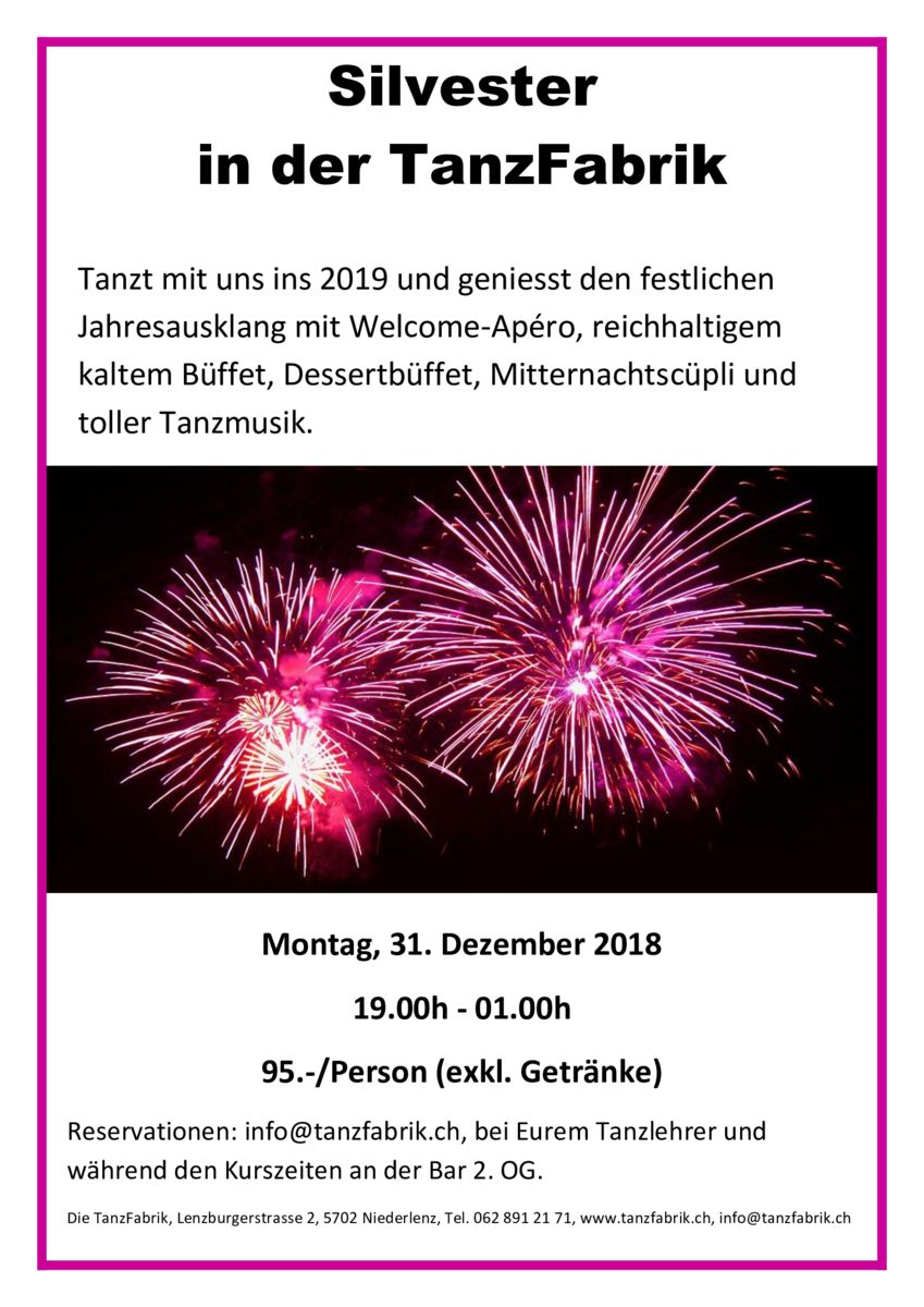 Flyer Silvester 18 Tanzfabrik